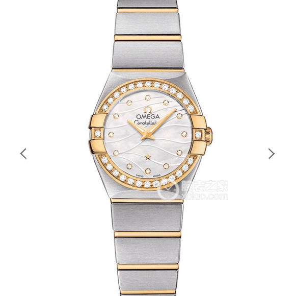 V6厂欧米茄星座系列女士石英手表,18k镀金,镶钻